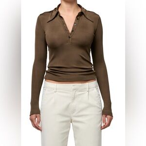 Ralph Lauren Olive Ribbed Long Sleeve Top